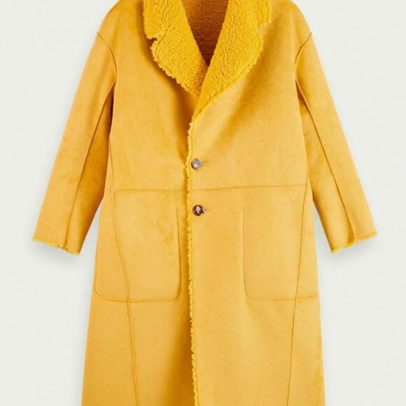 Scotch & Soda Ladies long reversible teddy jacket in yellow - Picture 12 of 16